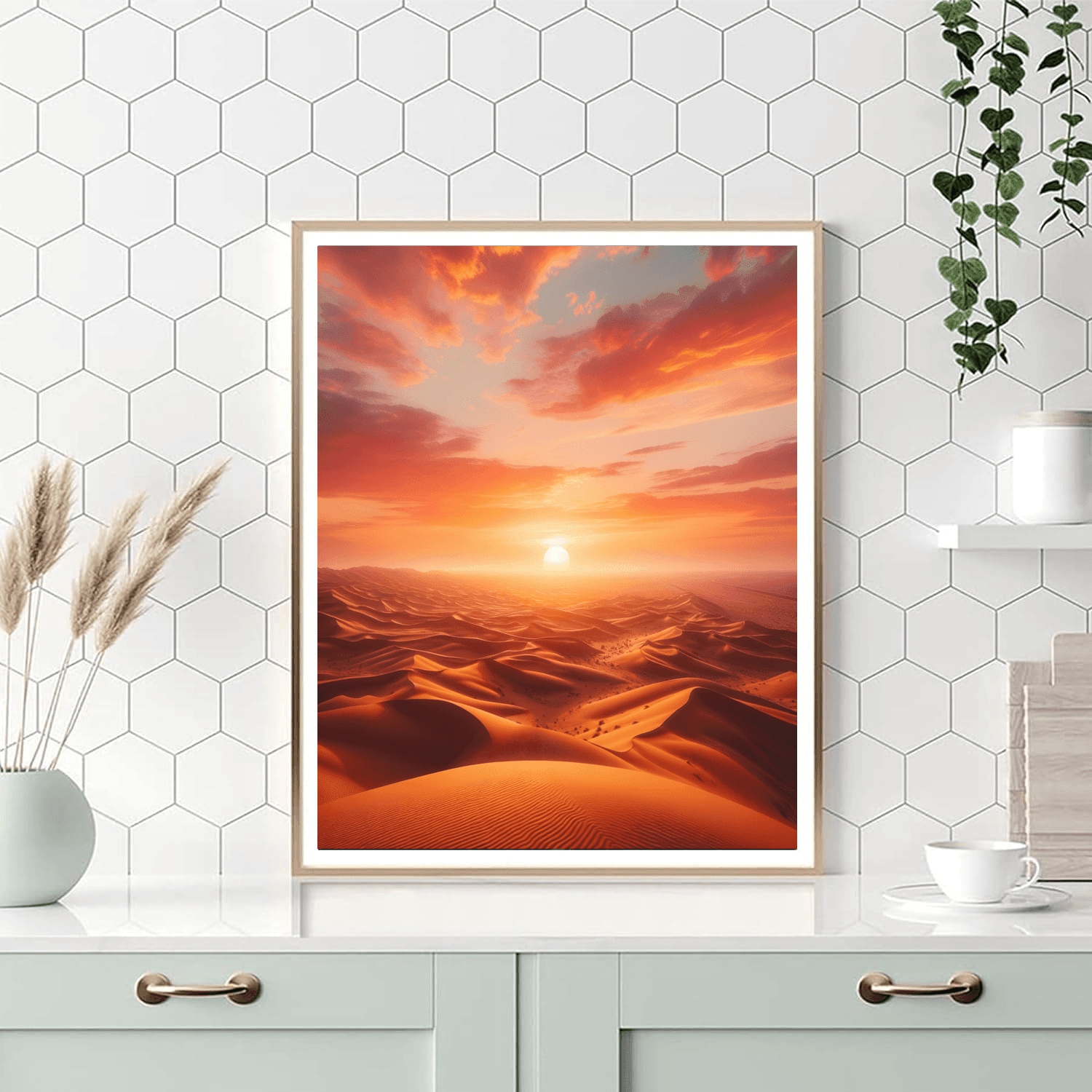 Tranquil Desert Sunset Number Painting
