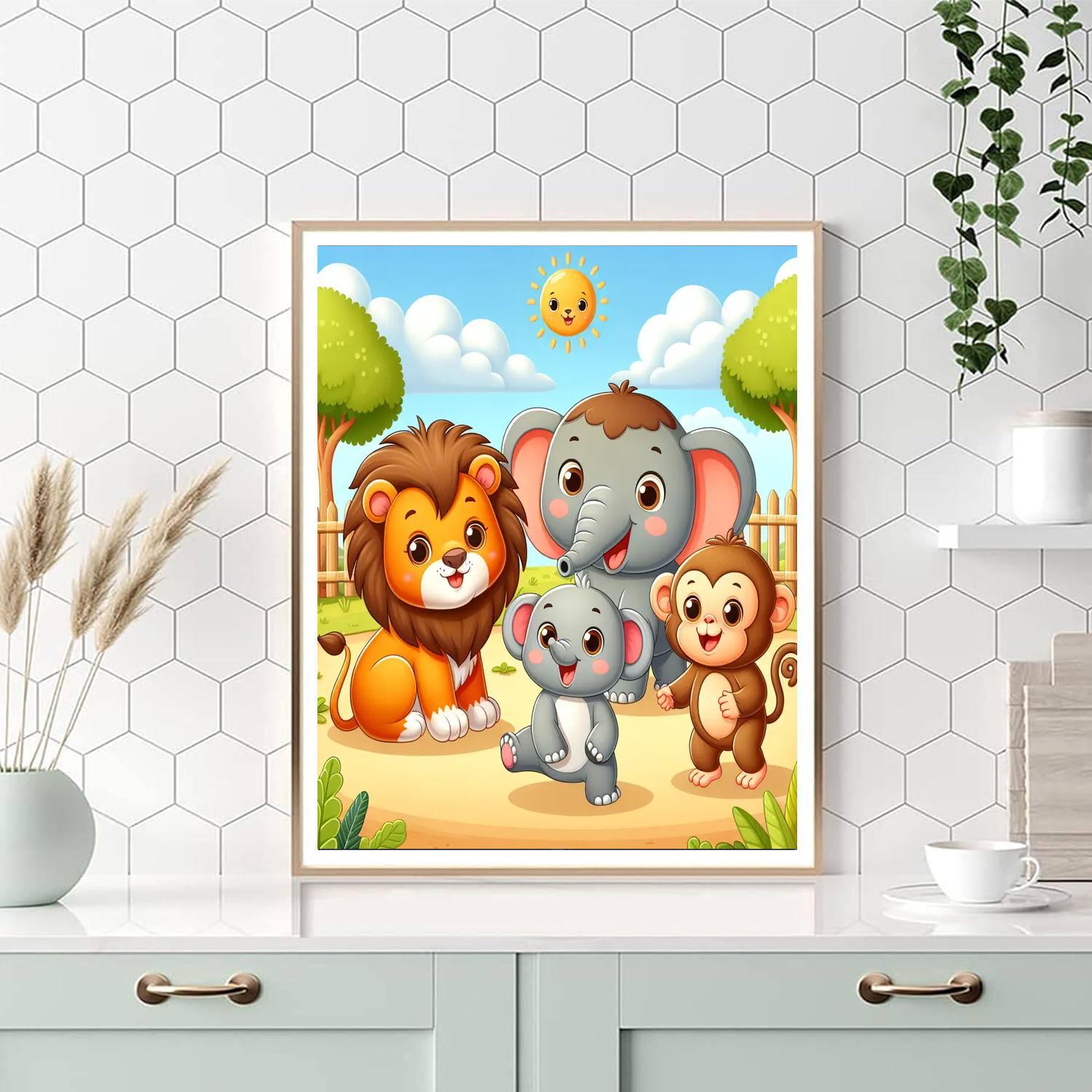 Cute Baby Zoo Animals Painting By Numbers Kit