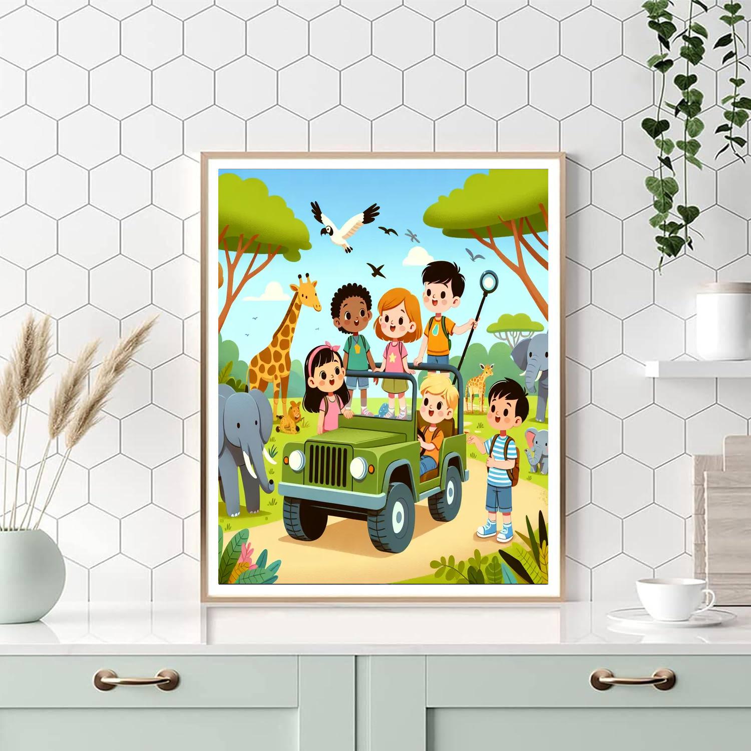 Savanna Wildlife Expedition Number Painting