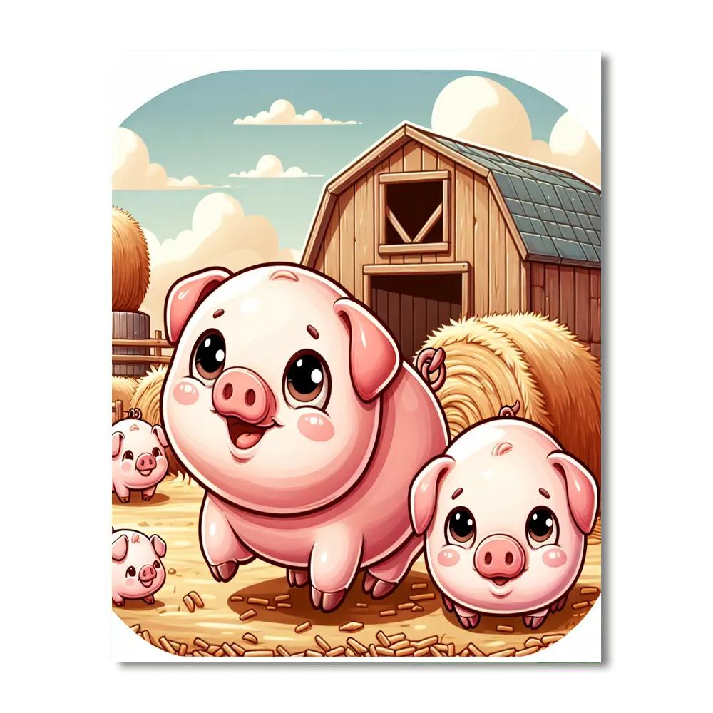 Playful Piglet's Paradise Painting Number Kit