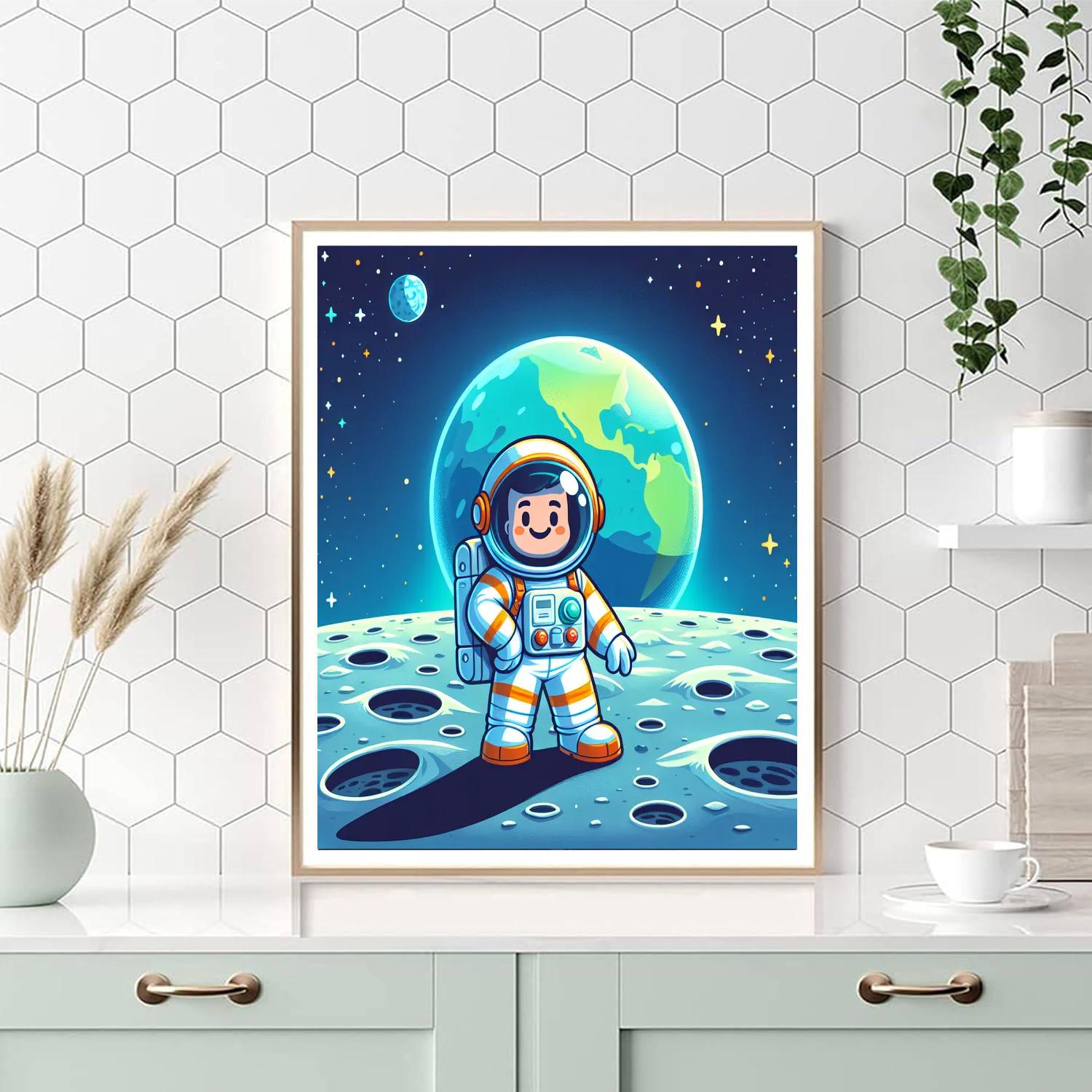 Astronaut's First Moon Landing Number Painting