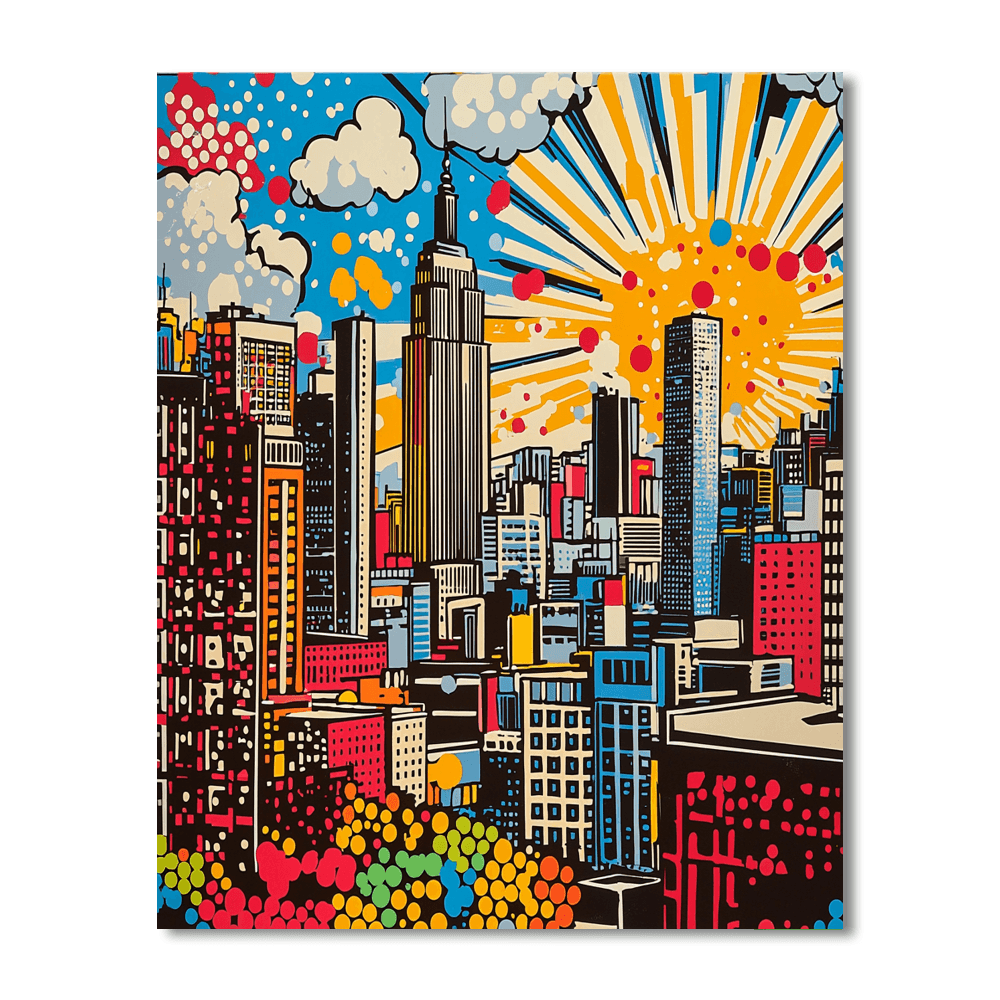Lichtenstein Inspired Dreamy Cityscapes  Number Painting