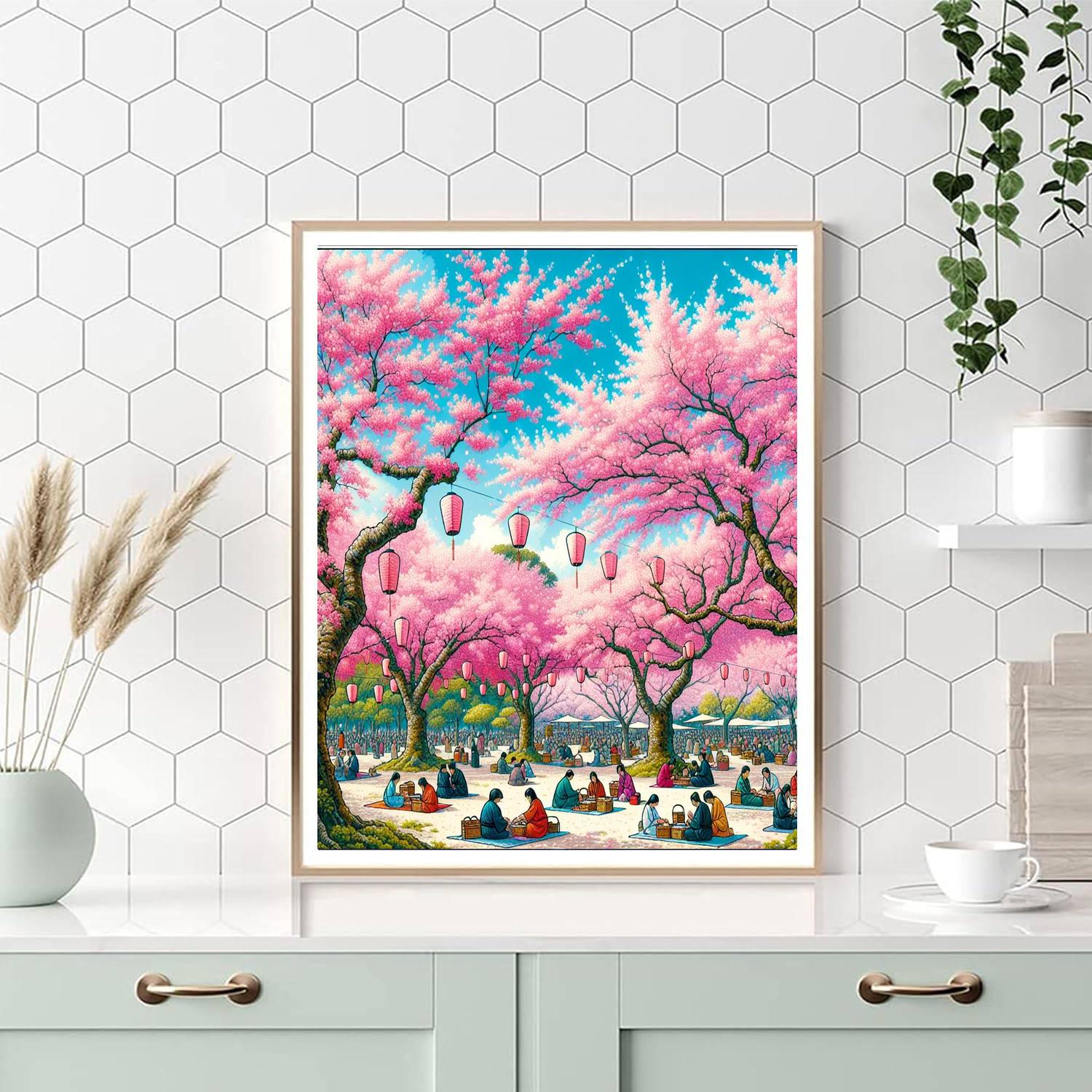 Hanami (cherry Blossom Viewing) - Japan Paint By Numbers Art