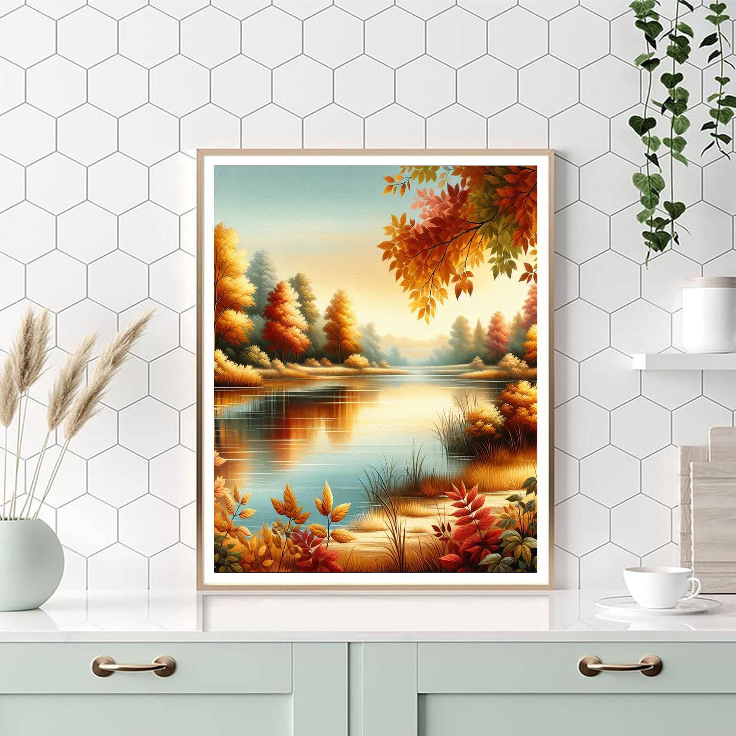 Charming Autumn Reflection Paint By Numbers Art