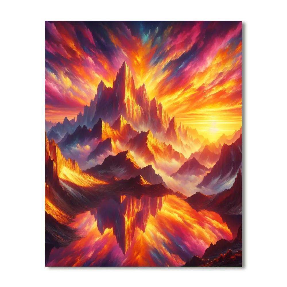 Sunset Over Mountain Peaks Paint By Numbers Art
