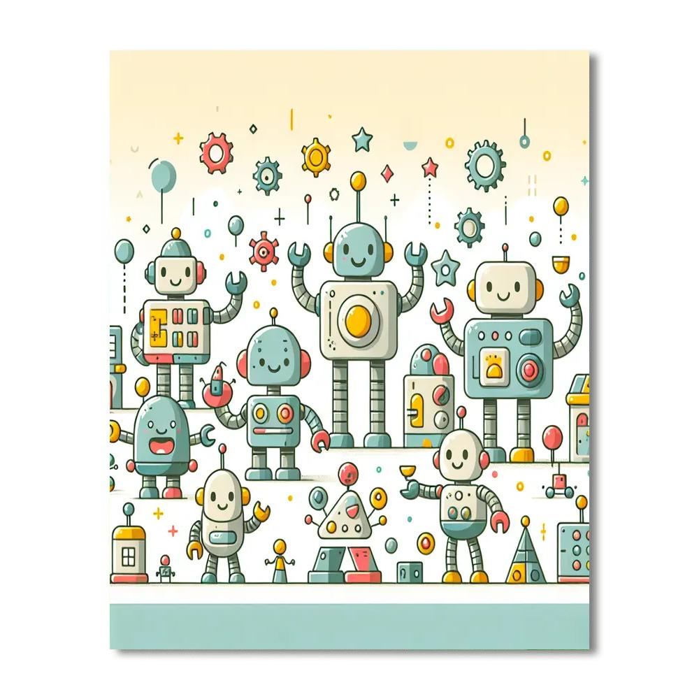 Super Silly Robot Adventure Painting Number Kit