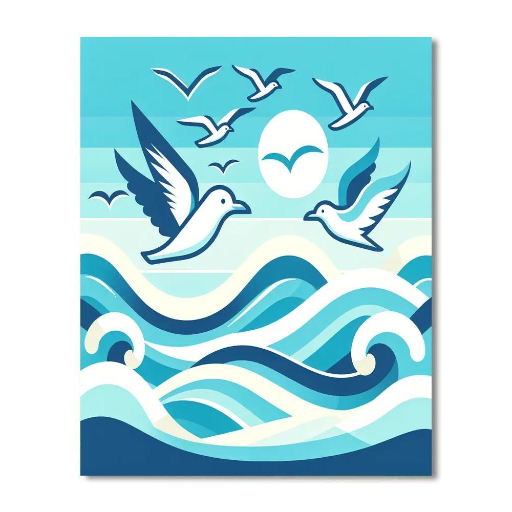 Spirited Seagulls Paint By Numbers Art