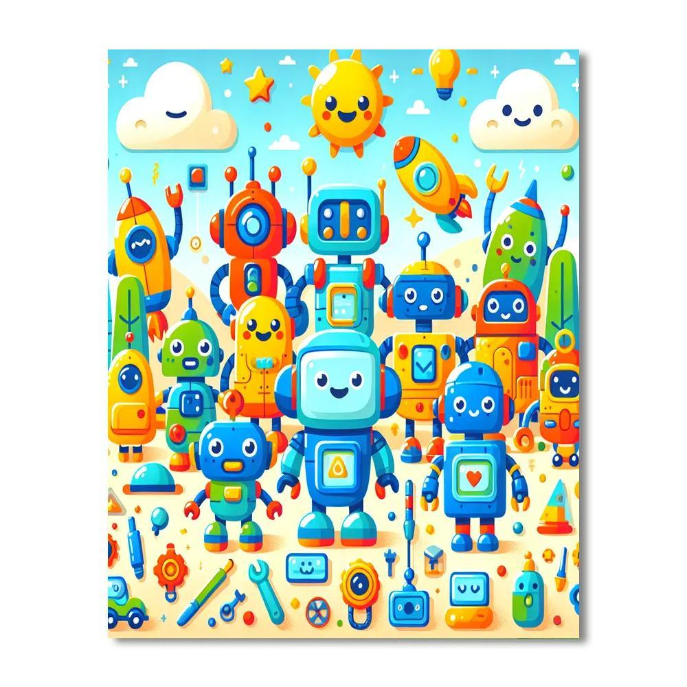 Charming Robot Adventures Paint By Number