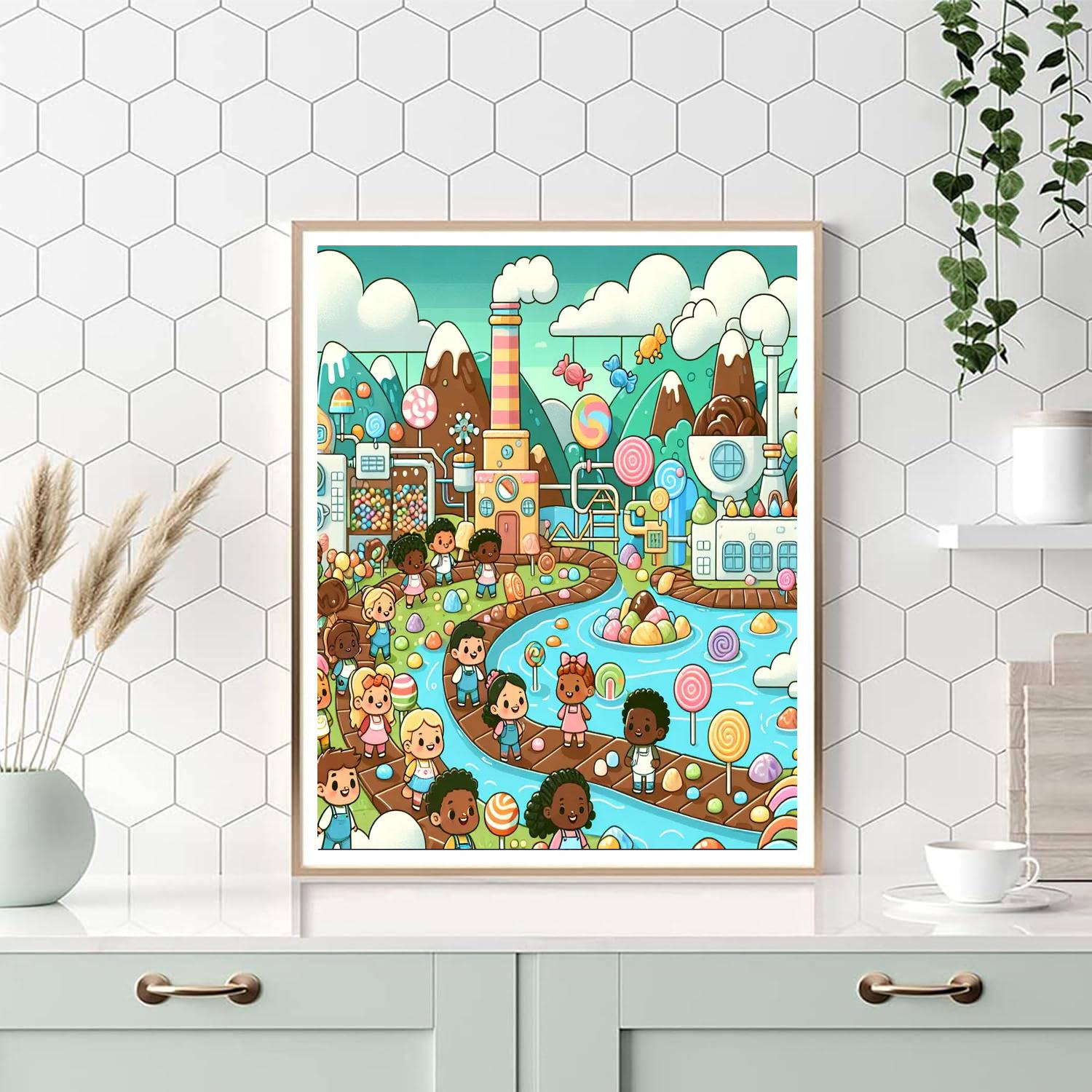 Charming Chocolate Factory Fun Paint By Numbers Art