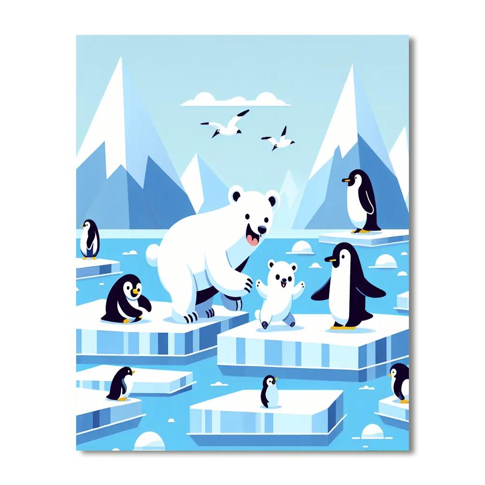 Playful Polar Playground Painting Number Kit