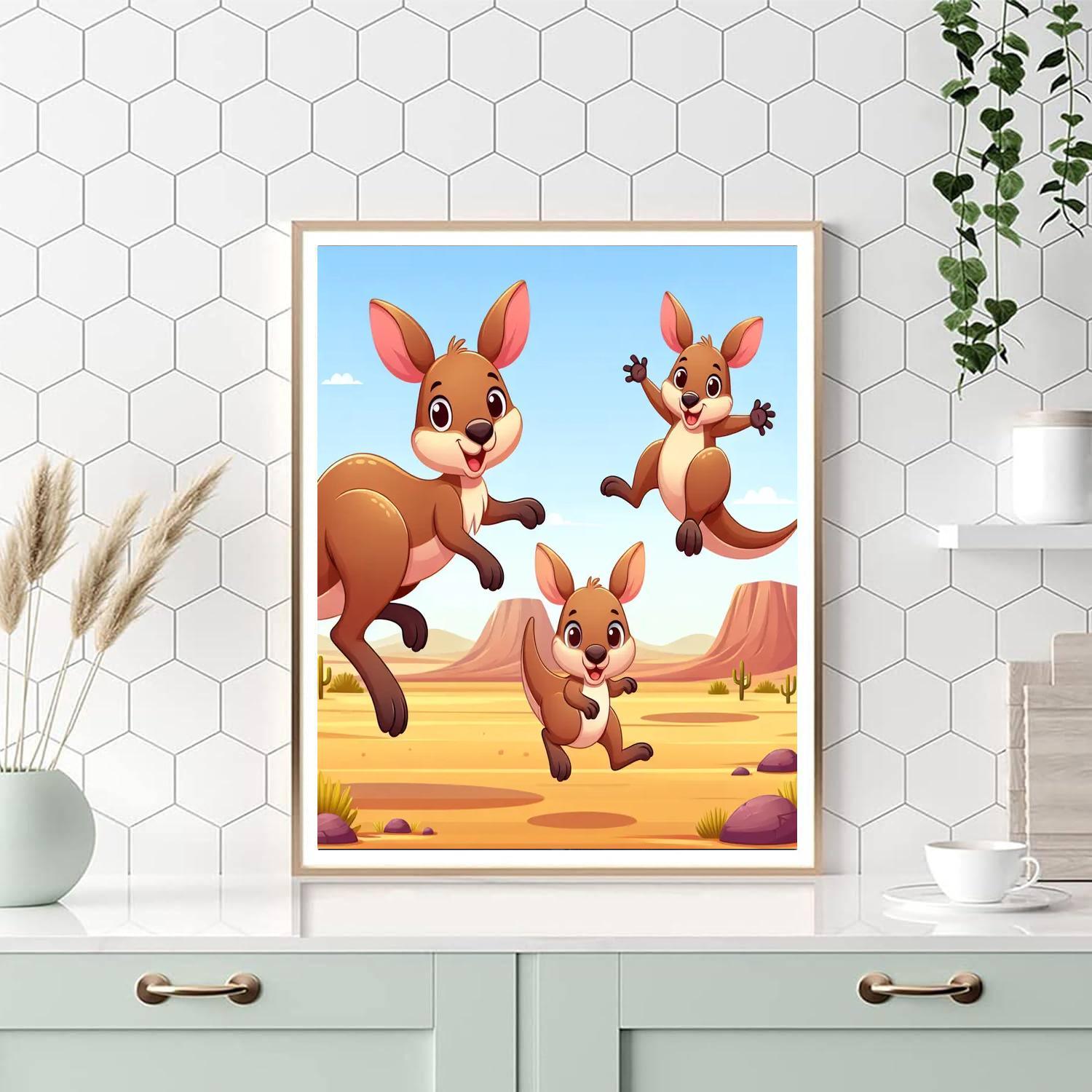 Bouncing With The Kangaroo Family Numbered Painting Kits