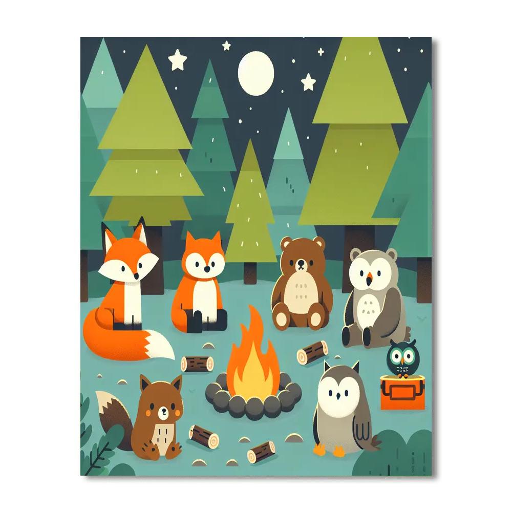 Woodland Creatures Campout Painting By Numbers Kit