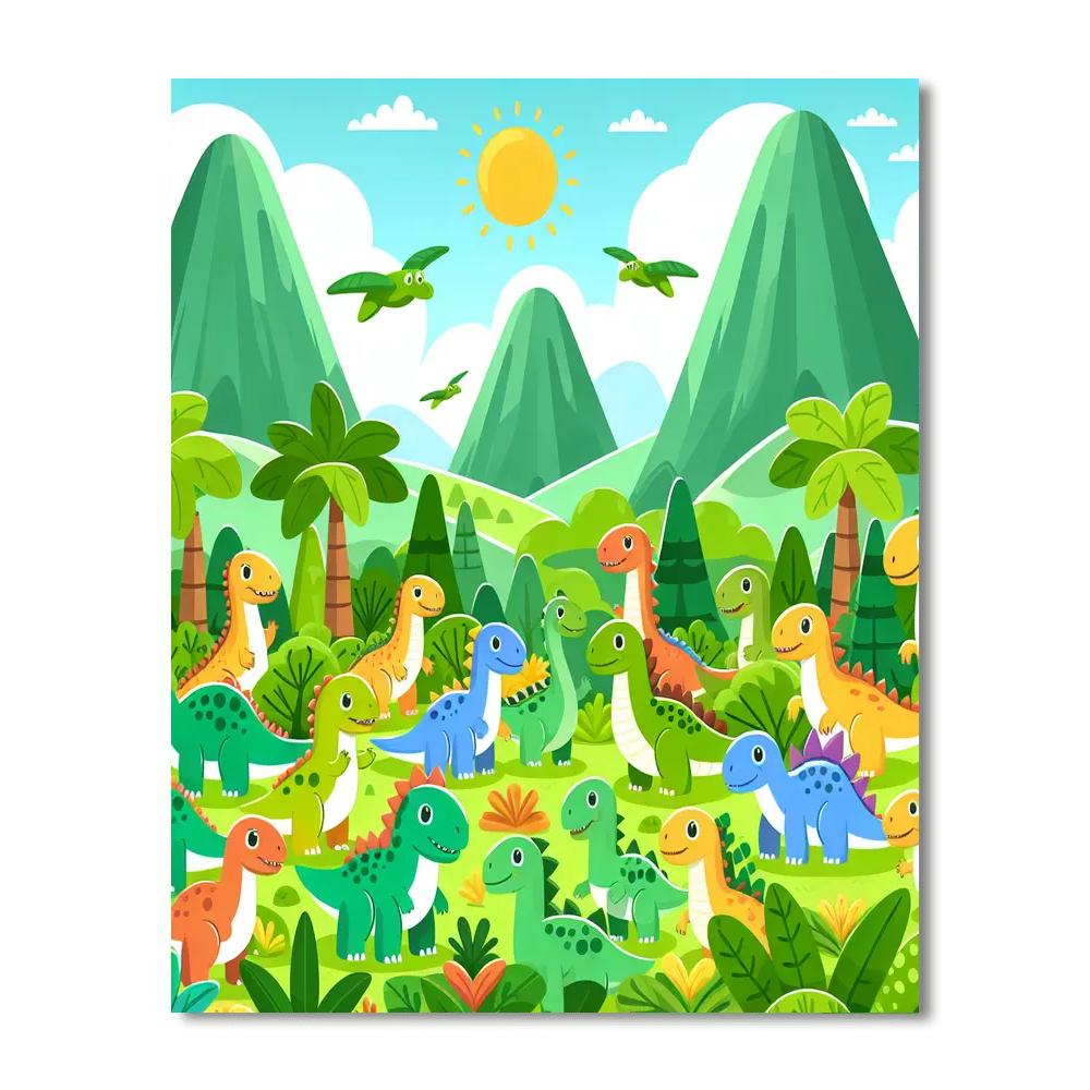 Friendly Dinosaur Encounter Numbered Painting Kits