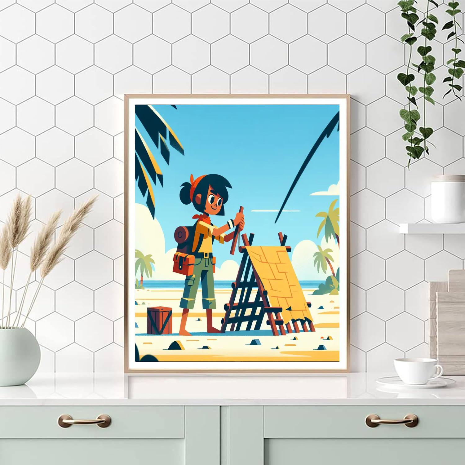 Island Survival Adventure Painting Number Kit