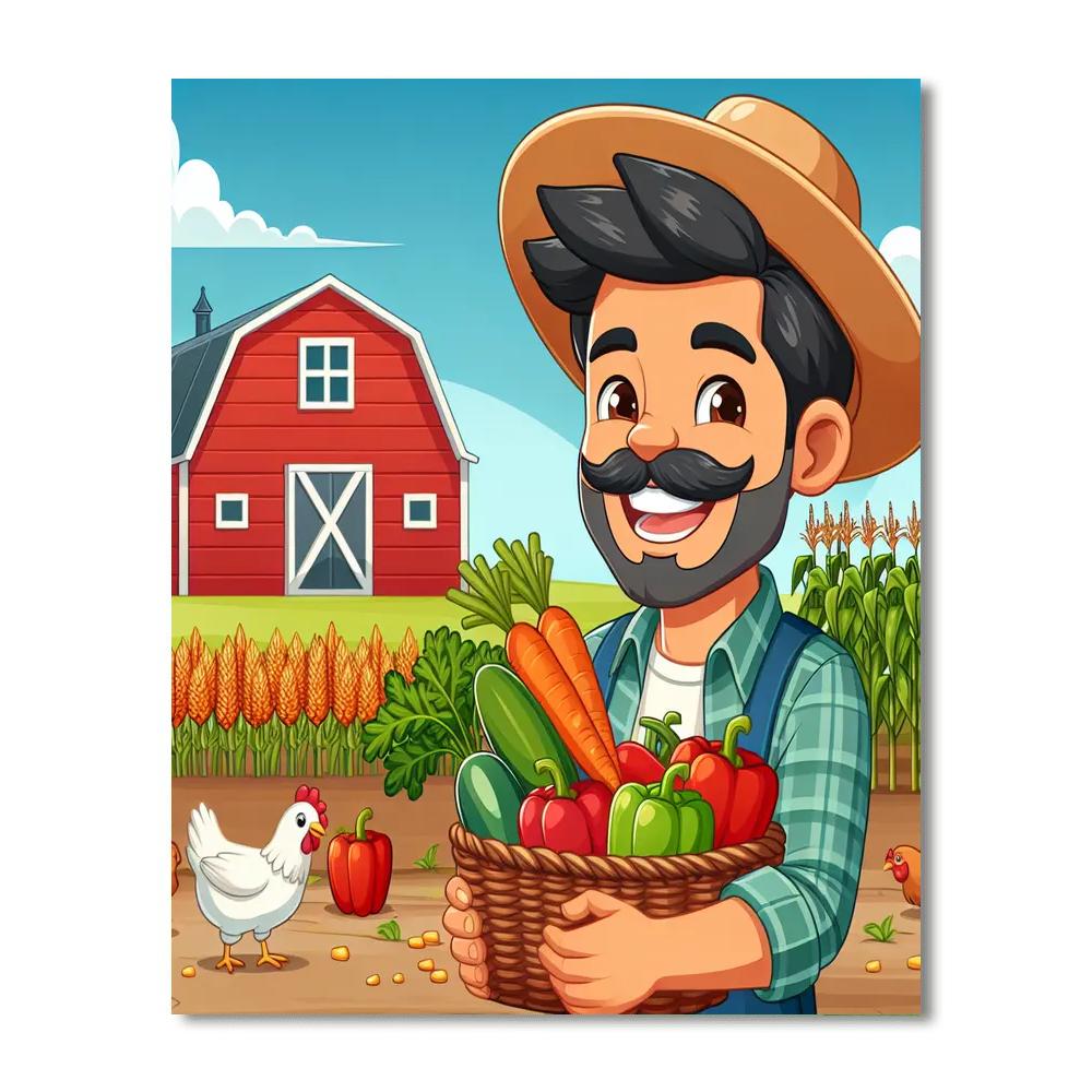 The Friendly Farmer's Harvest Number Painting