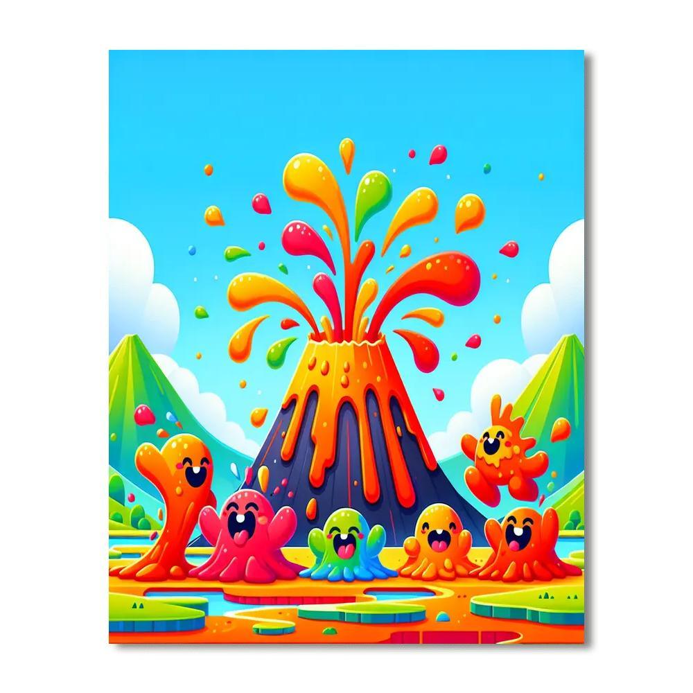 Vibrant Volcano Adventure Number Painting