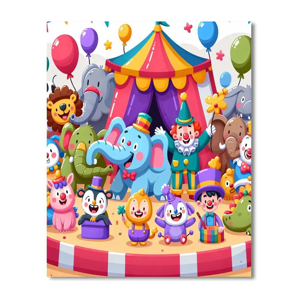 Cute Circus Friends Painting By Numbers Kit