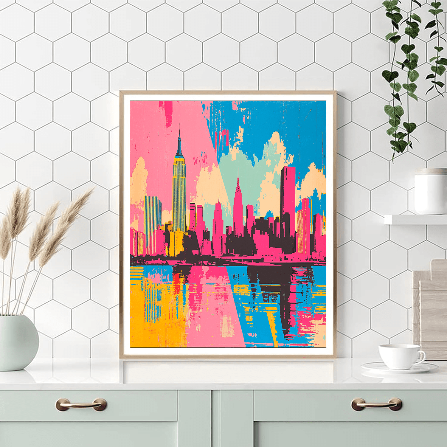 Andy Warhol Inspired Retro City Skyline  Paint By Color