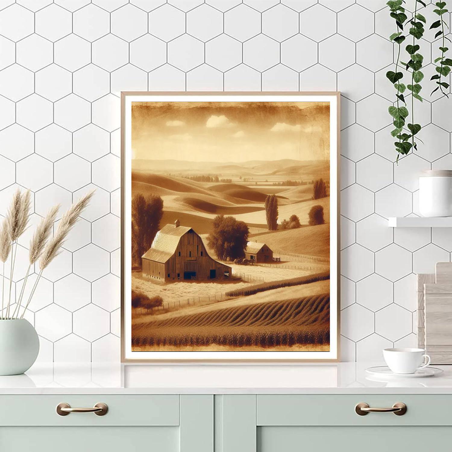 Vintage Farmstead View Paint By Numbers Art