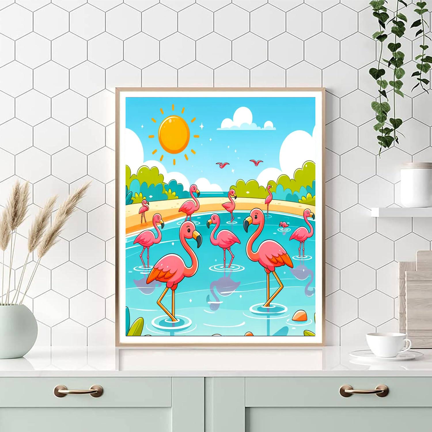 Frolicsome Flamingos Numbered Painting Kits