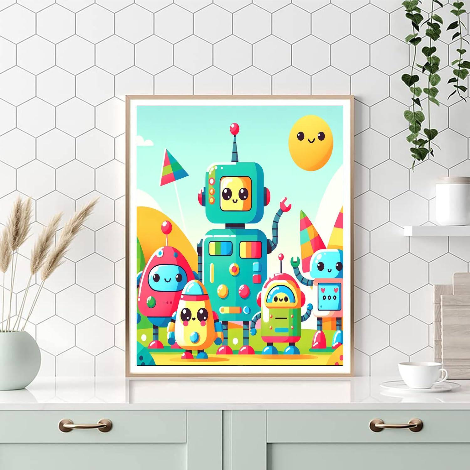 Silly Robot Adventure Paint By Numbers Art