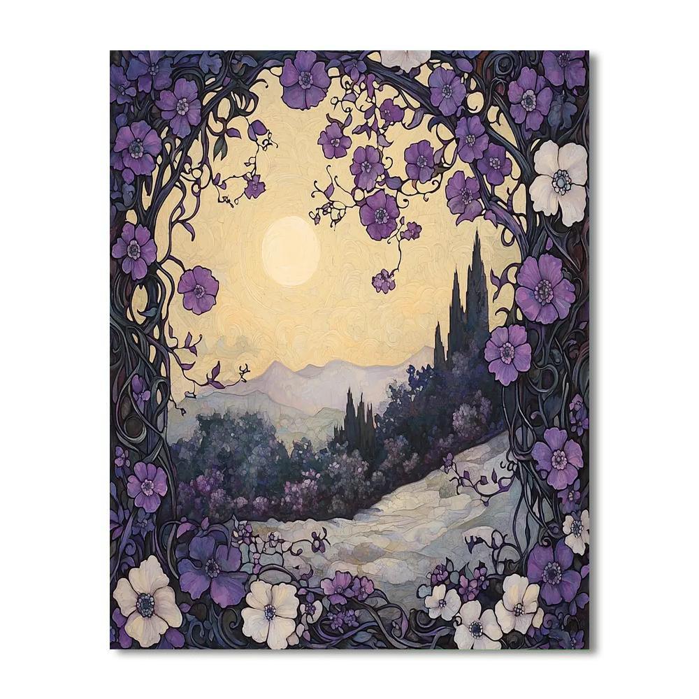 Alphonse Mucha Inspired Twilight Flora  Numbered Painting Kits