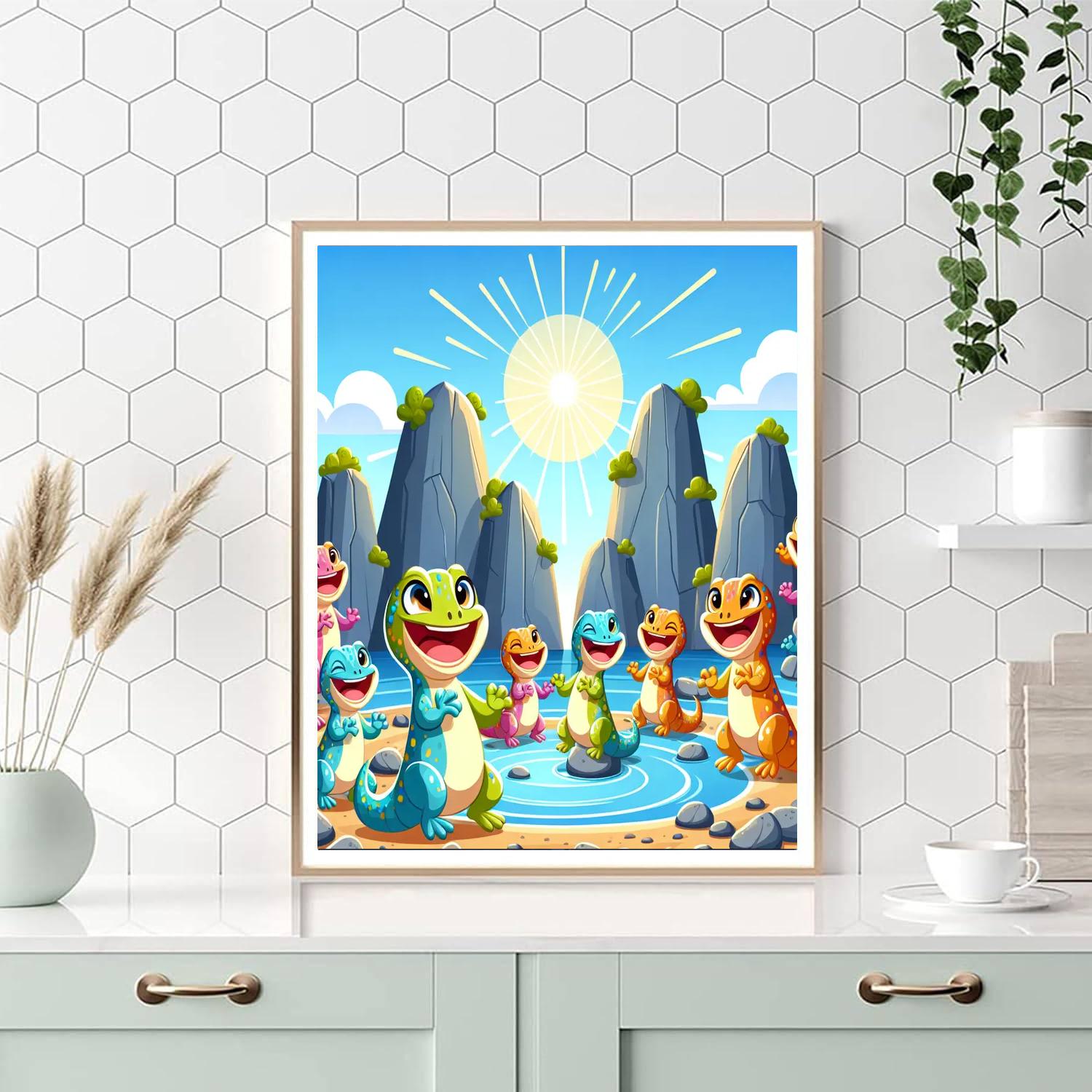 Lively Lizard Lagoon Numbered Painting Kits