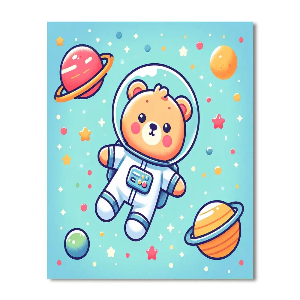 Astronaut Teddy Bear Expedition Number Painting