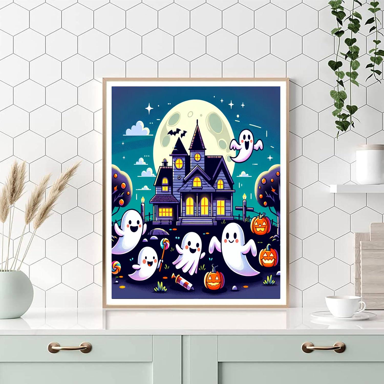 Friendly Ghostly Gathering Paint By Numbers Art