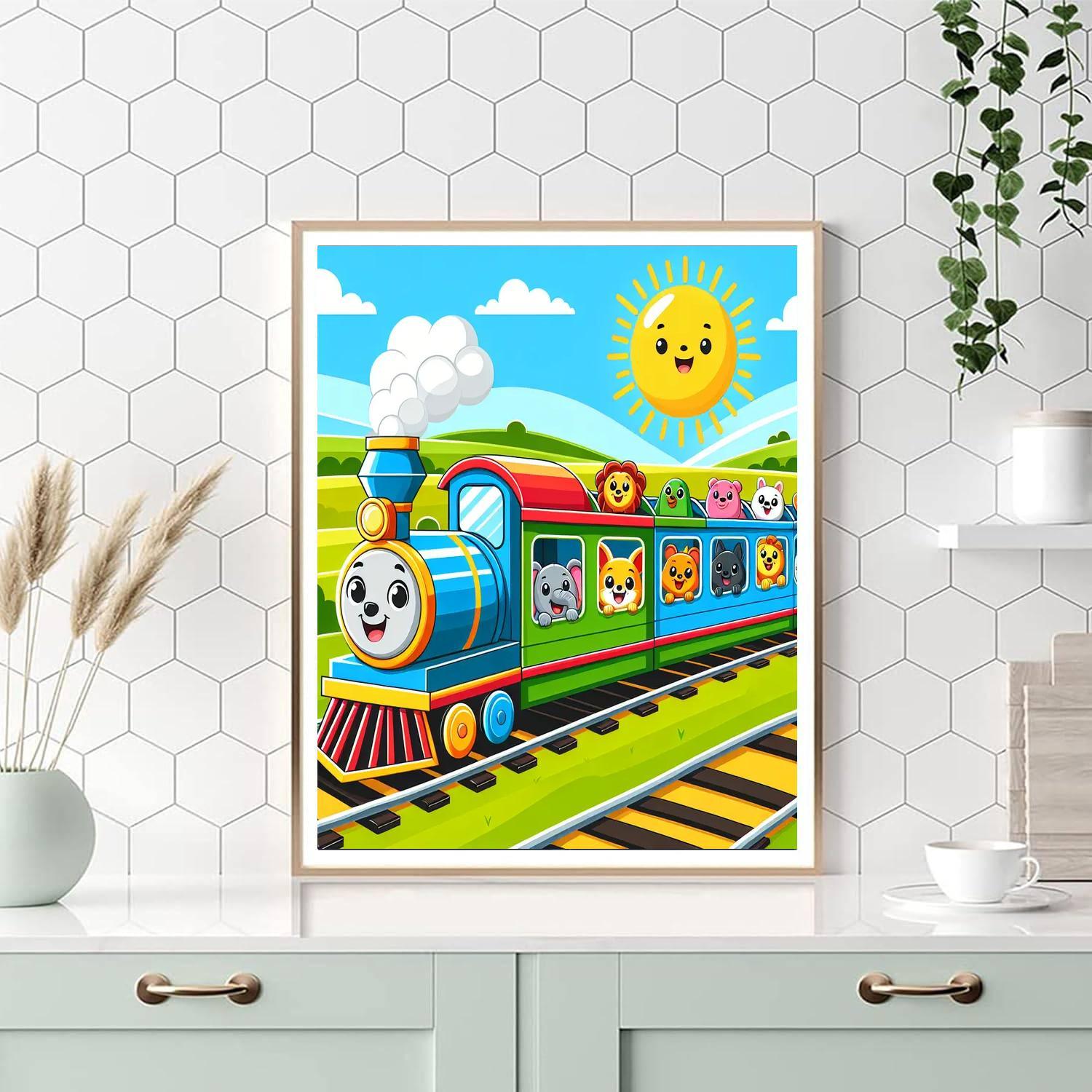 Joyful Train Adventure Paint By Numbers Art