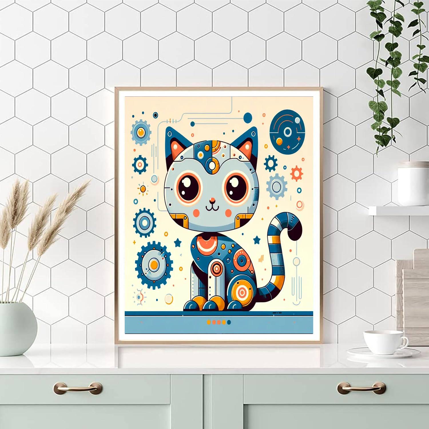 Curious Robot Cat Painting By Numbers Kit