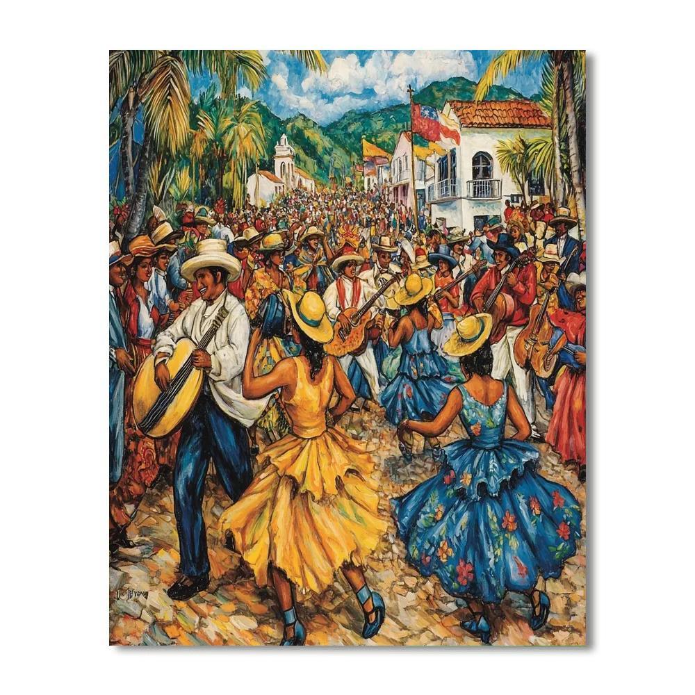 Diego Rivera Inspired Festive Cultural Parade  Paint By Numbers