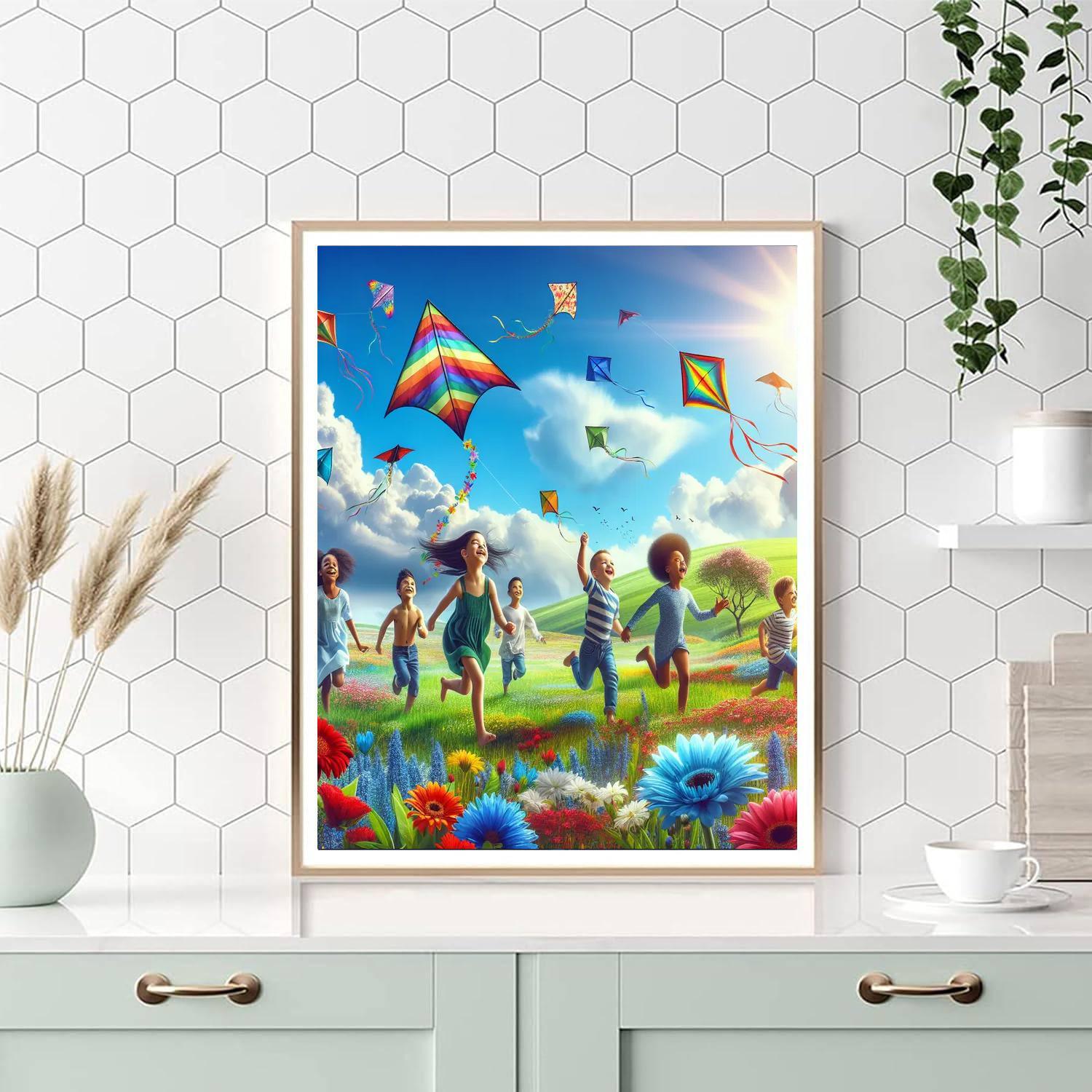 Colorful Kite Flying DIY Paint By Numbers