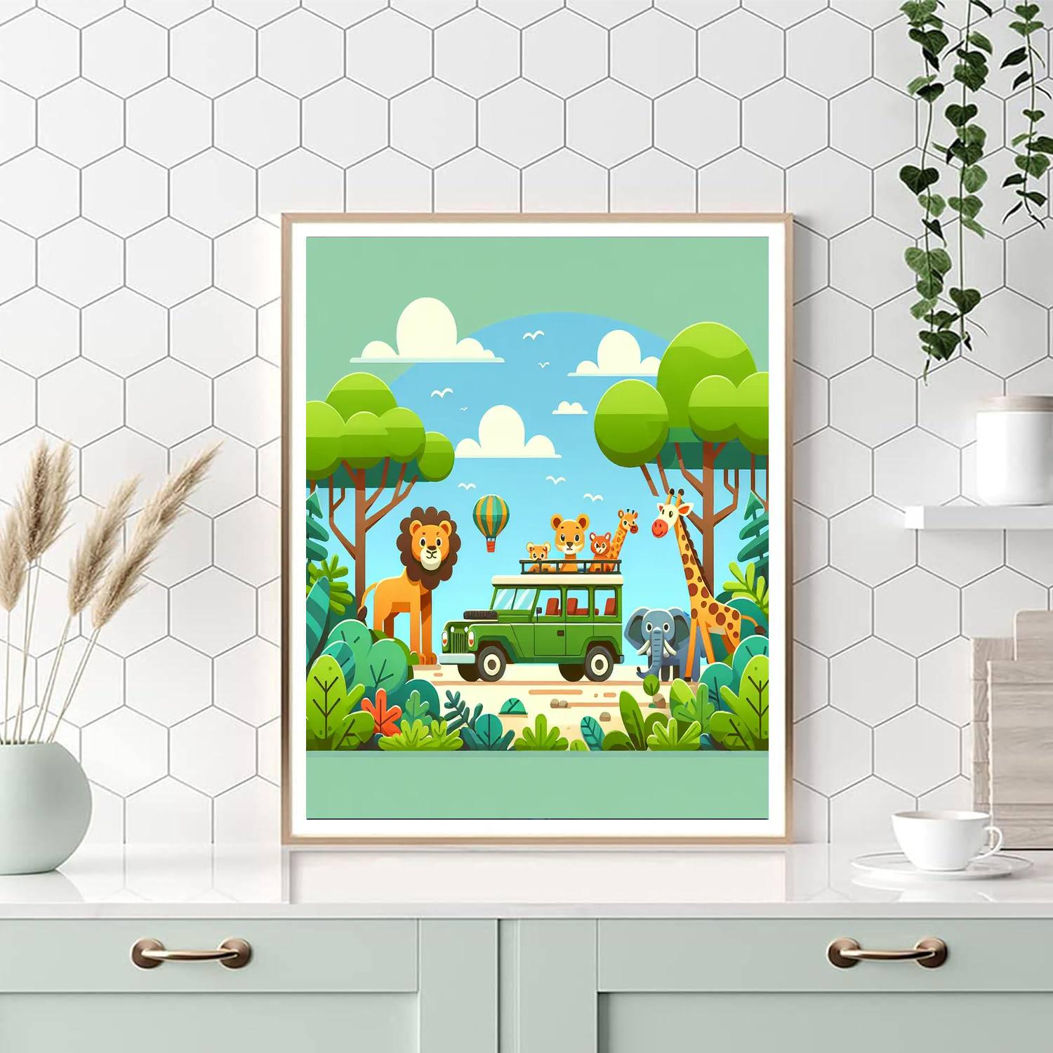 Jovial Jungle Safari Number Painting