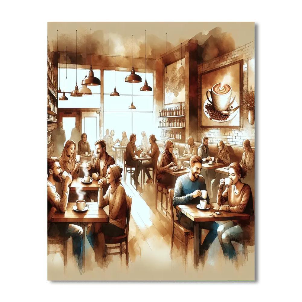 Charming Coffee Shop Escape Numbered Painting Kits