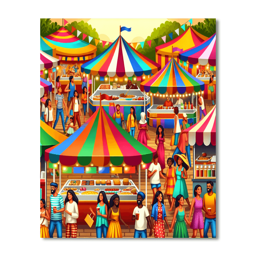 Energetic Summer Festival Number Painting