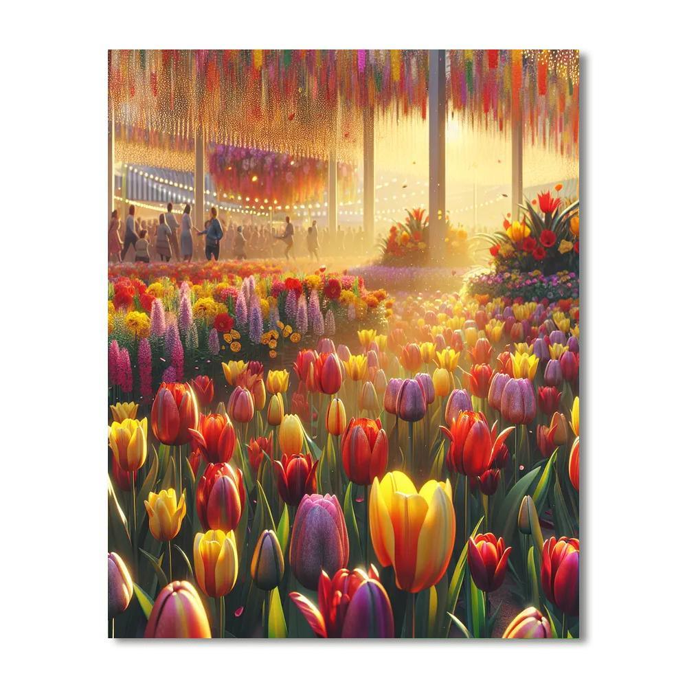 Cheerful Tulip Festival Paint By Number