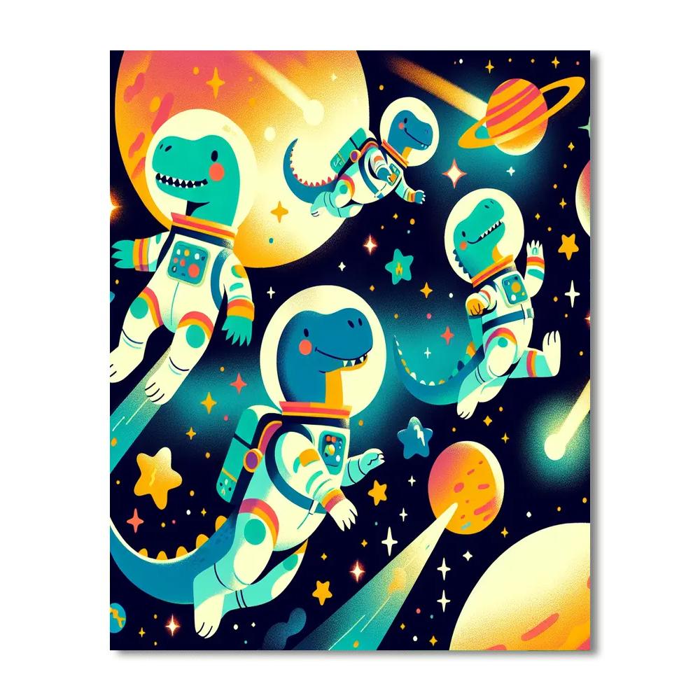 Galactic Dinosaur Trek Paint By Numbers Art
