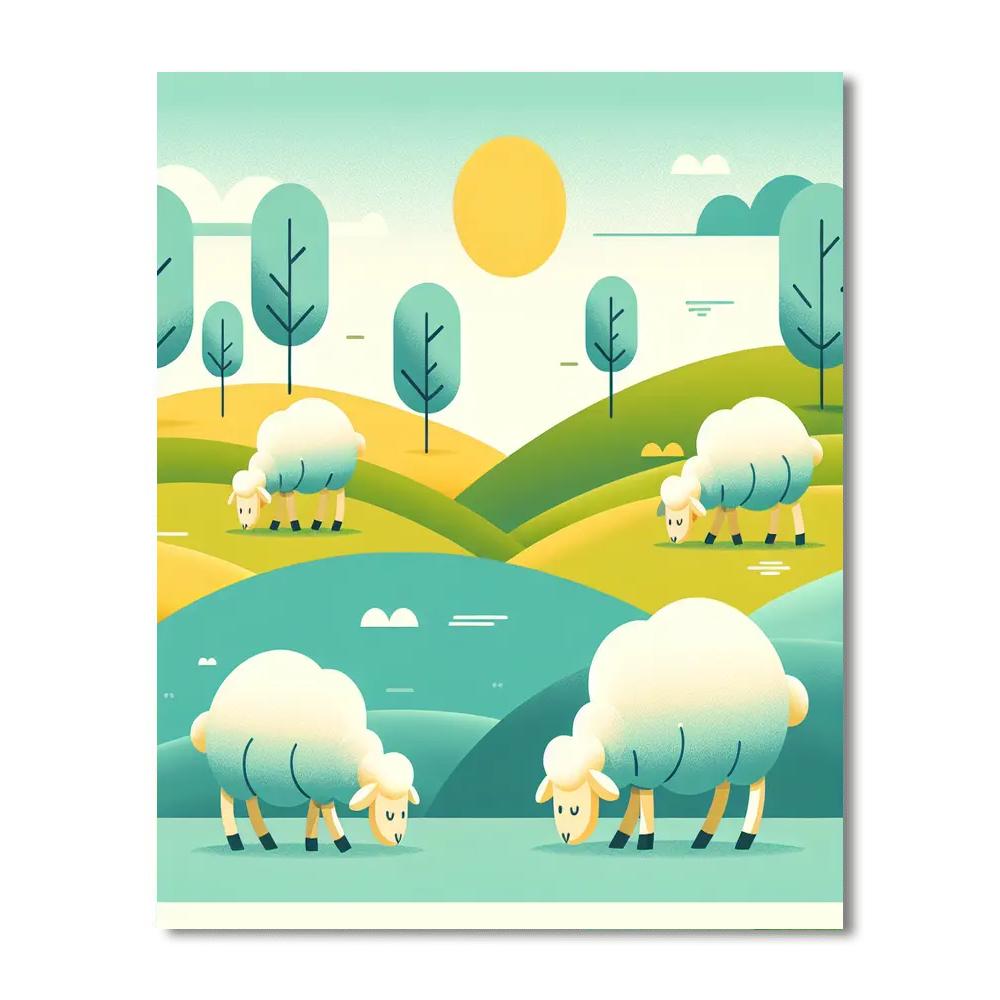 Fluffy Sheep Meadow Painting By Numbers Kit