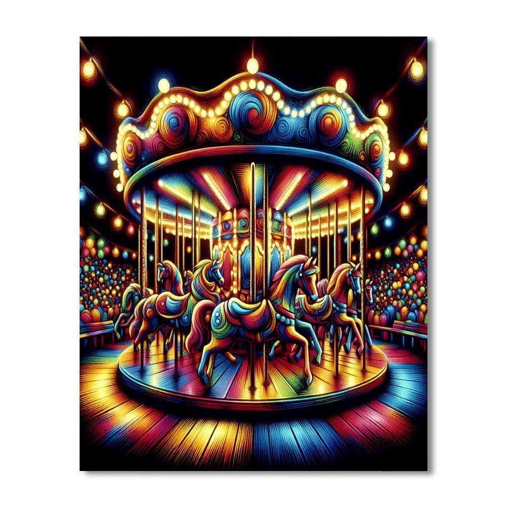 Whimsical Carousel Magic DIY Paint By Numbers