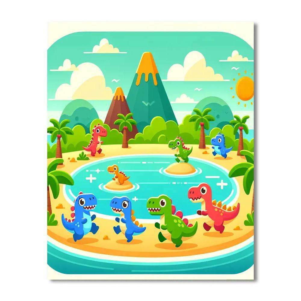 Adventure On Dino Island Paint By Numbers Kits