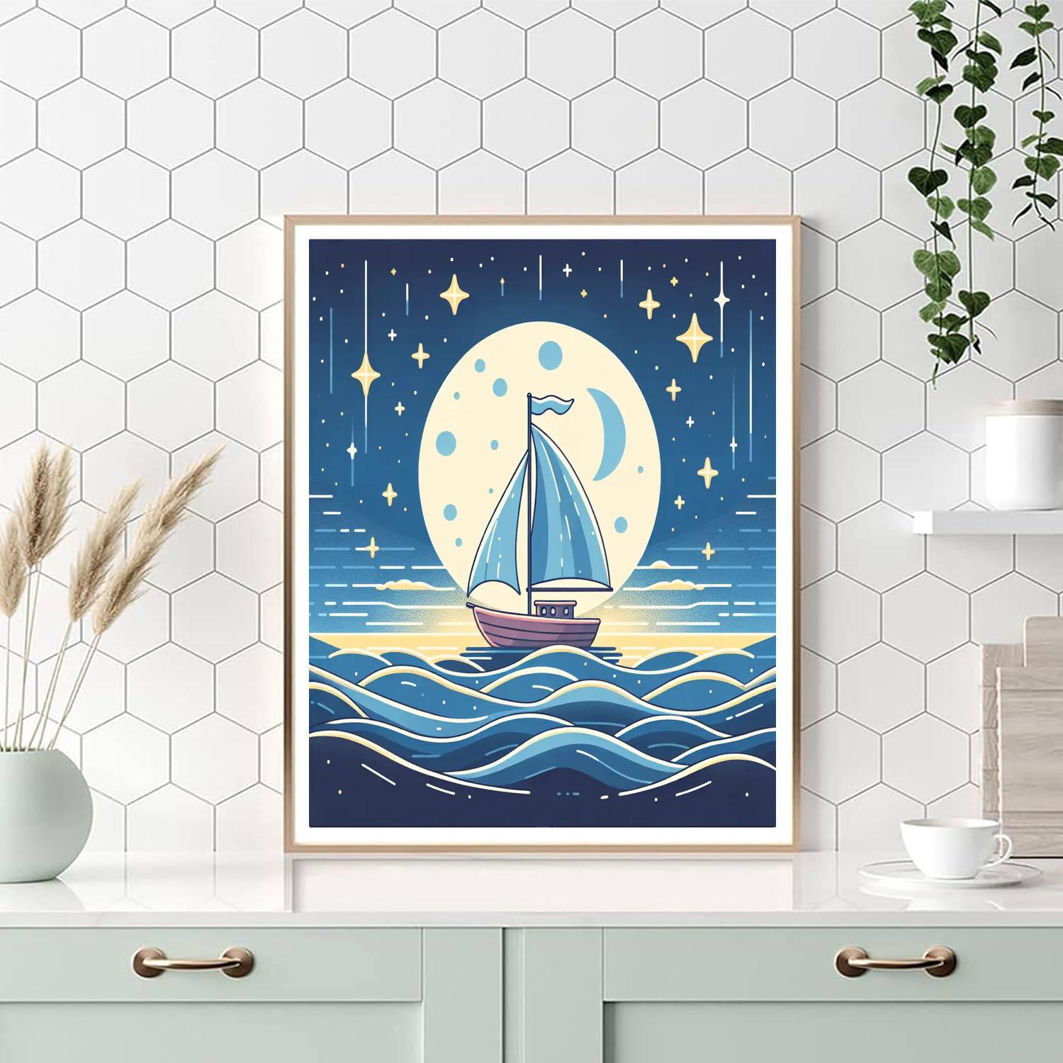 Moonlit Mariner's Tale Number Painting