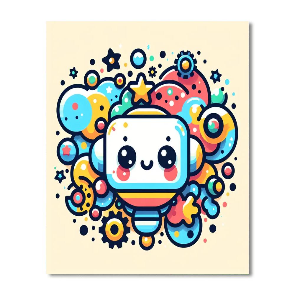 Bubbly Robot DIY Paint By Numbers