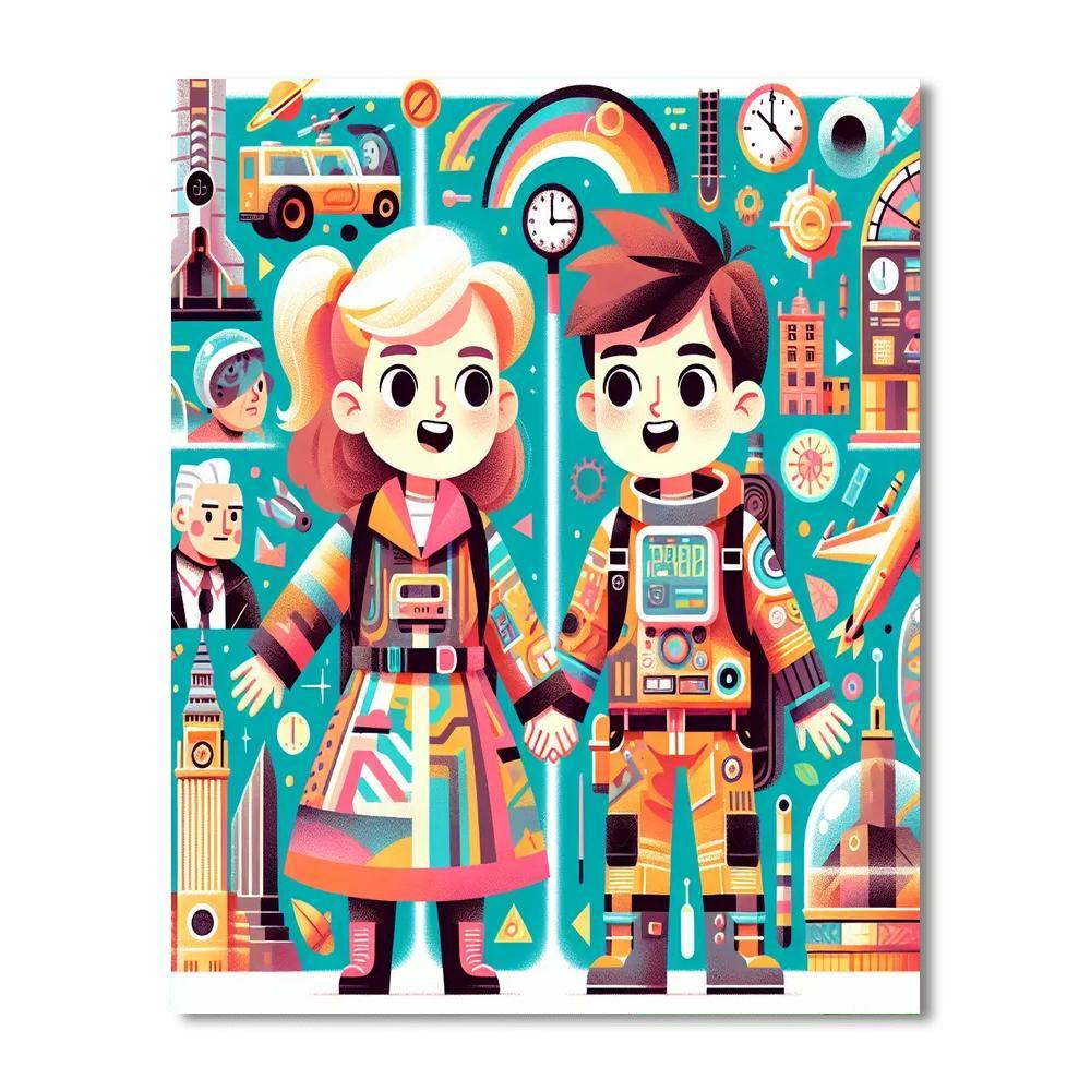 Great Adventure With Time Travellers Paint By Color