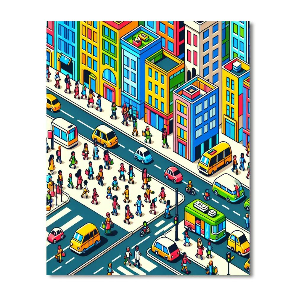 Busy City Streets Paint By Numbers Art