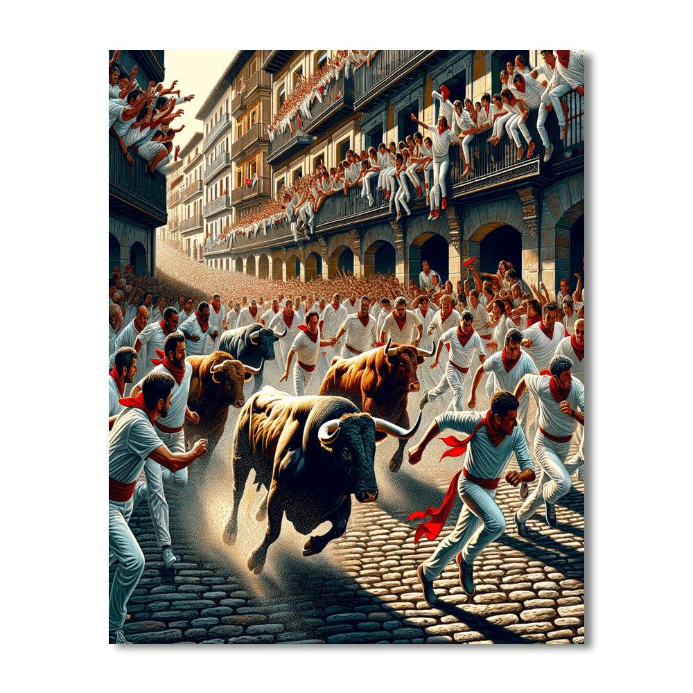 Running Of The Bulls - Pamplona Paint By Number