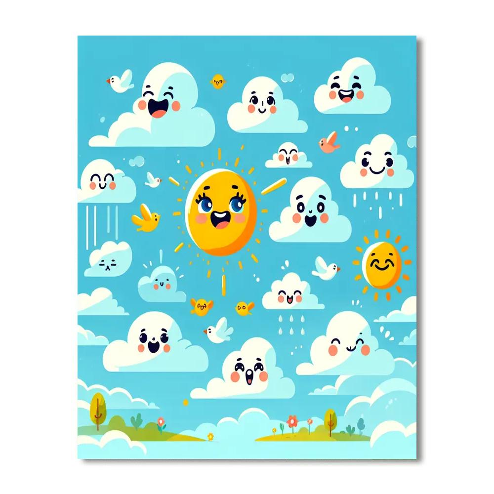 Cute Cloudy Day Paint By Numbers Art