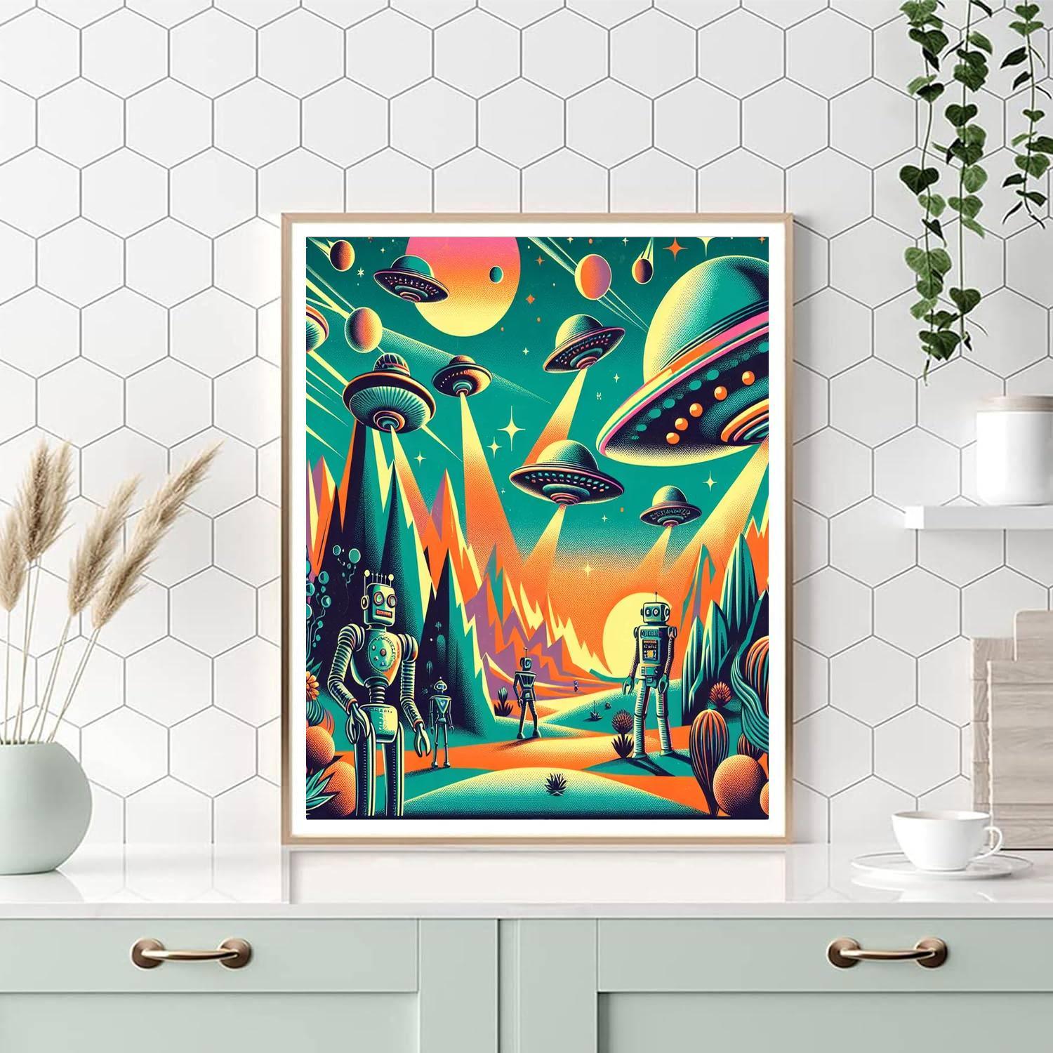 Retro Sci-fi Universe Painting Number Kit