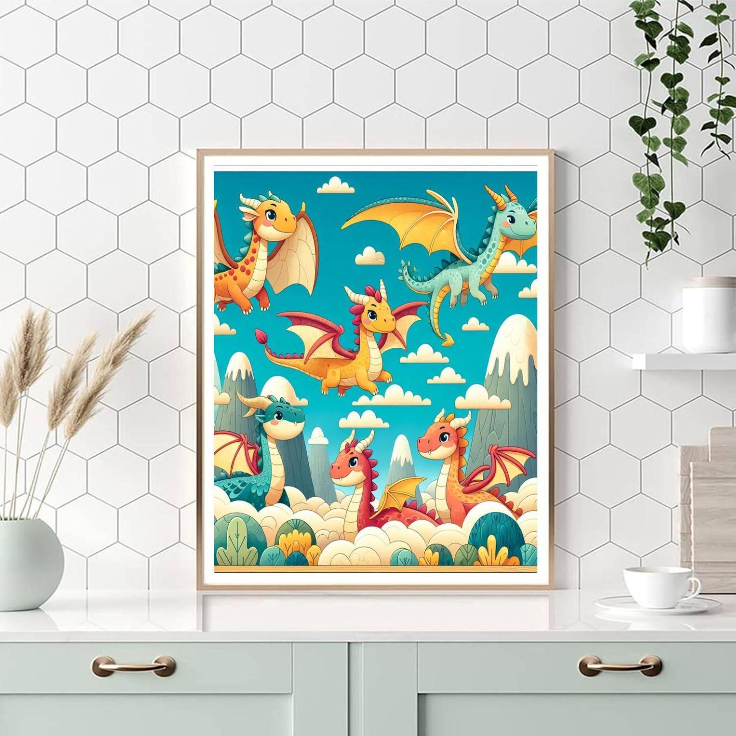 Fantastic Flying Dragons Numbered Painting Kits