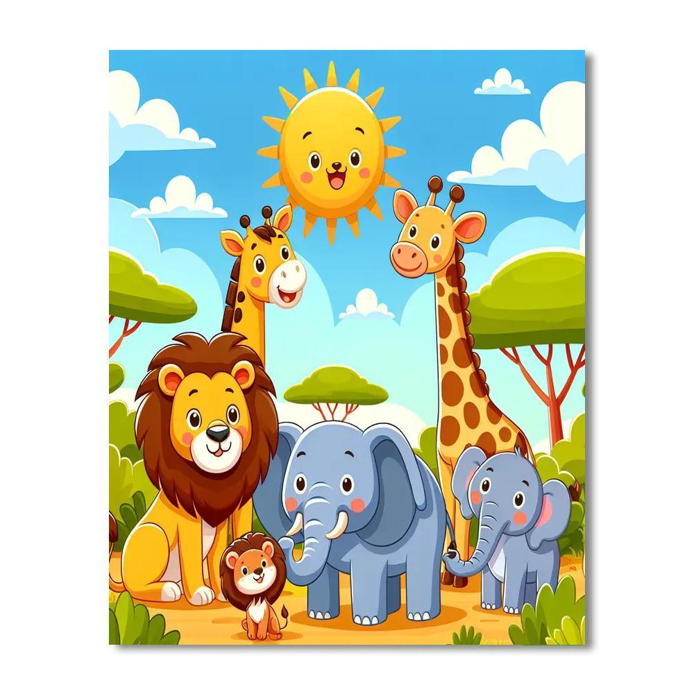 Cheerful Wildlife Safari Number Painting
